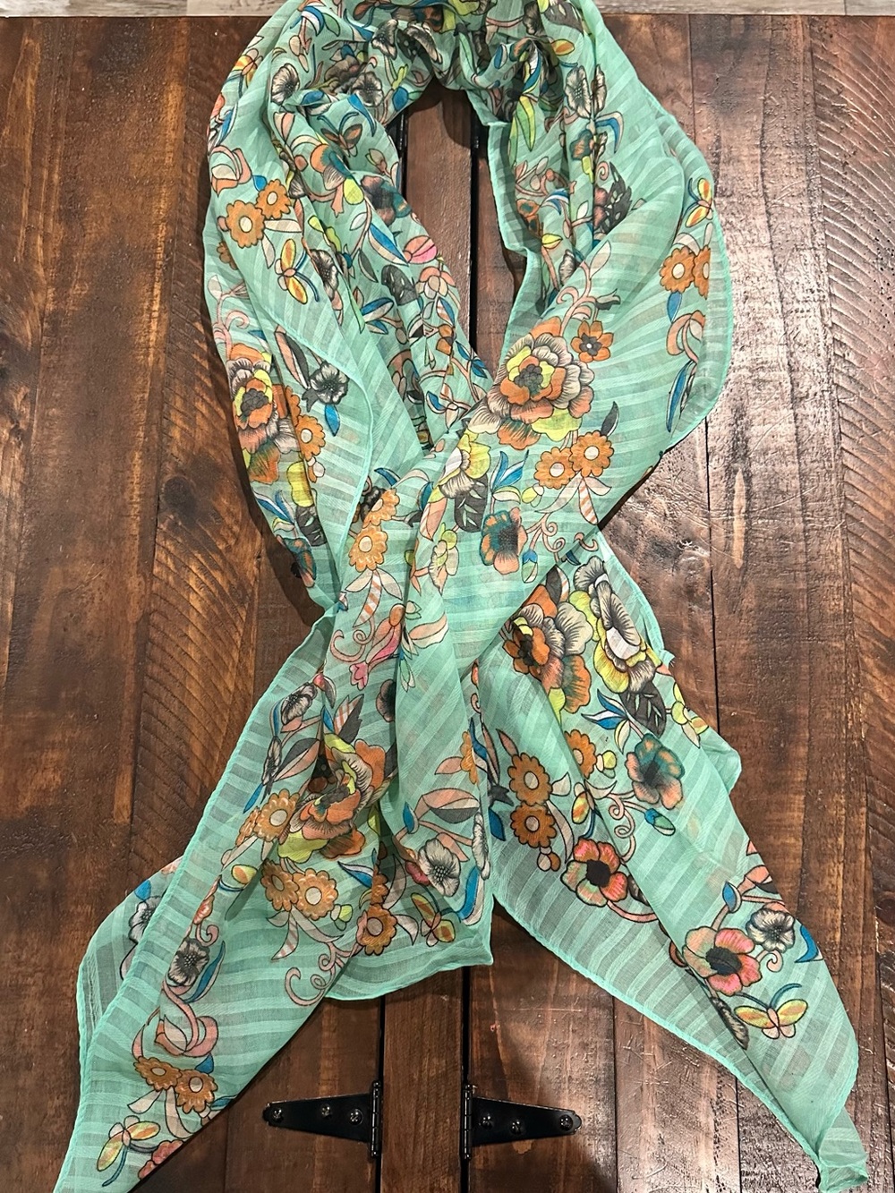 Light Aqua Floral Scarf - Women Accessories